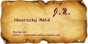 Jávorszky Máté névjegykártya